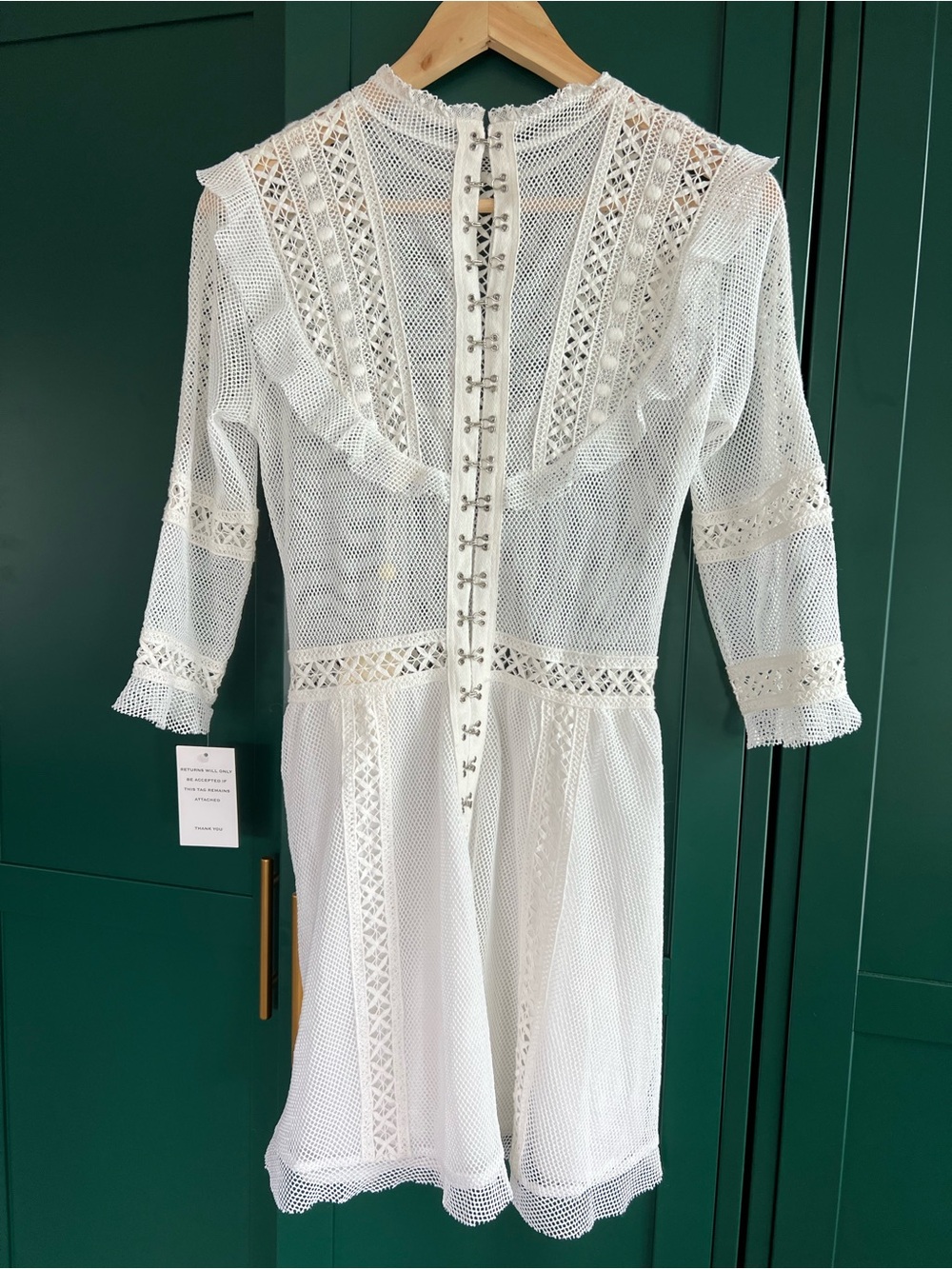 NWT For Love & Lemons Victorian Tulle Mini Dress in White Edwardian Small - Picture 7 of 8
